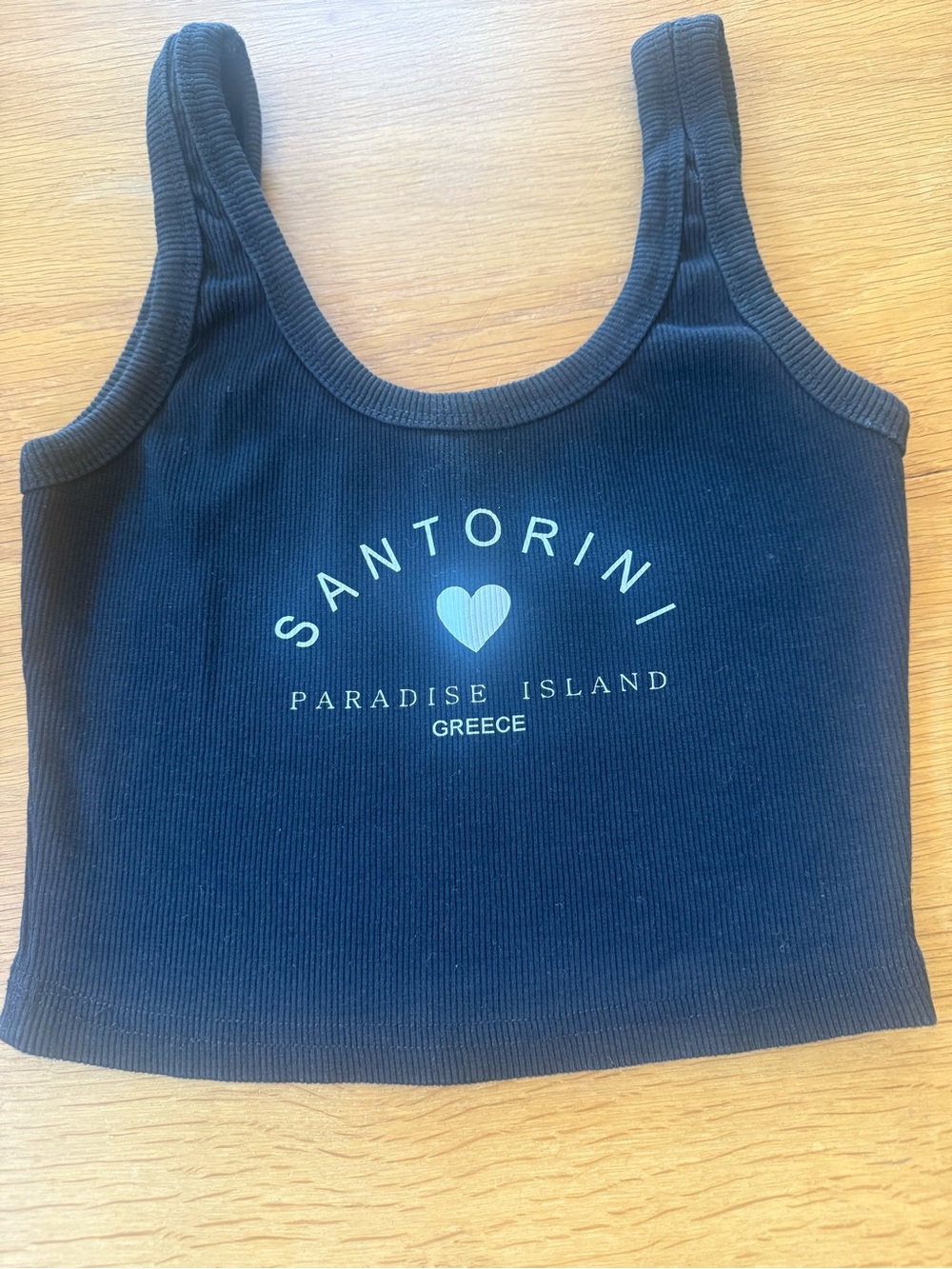 Santorini Paradise Island cropped Ribbed Tank Top - Black Size Small